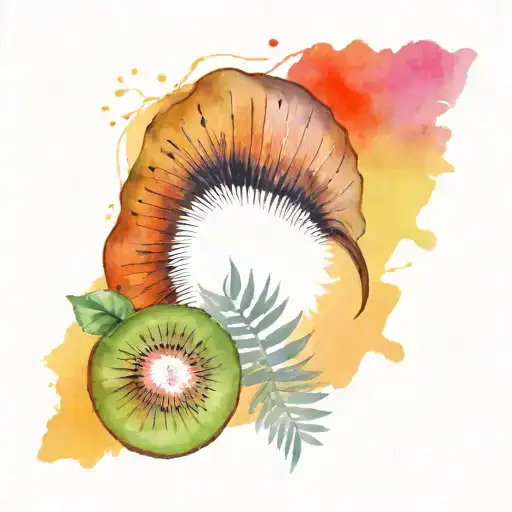 kiwi bird with silver fern leaf tattoo design idea