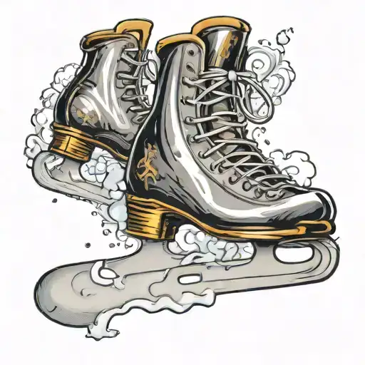 an ice skate with a gold blade  tattoo design idea