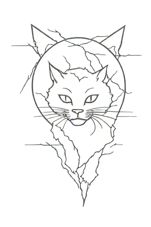 lightning striking with the outline of vermont state and vietnam country's and a outline of a cat face  tattoo design idea