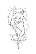 lightning striking with the outline of vermont state and vietnam country's and a outline of a cat face  tattoo design idea