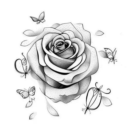 butterfly rose and vein  tattoo design idea
