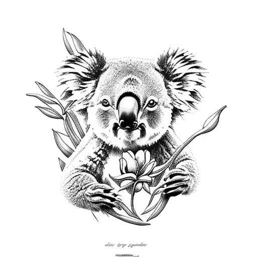 koala and tulipán  tattoo design idea