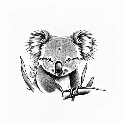 koala and a tulipán  tattoo design idea
