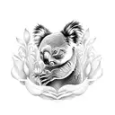 koala and tulipán  tattoo design idea