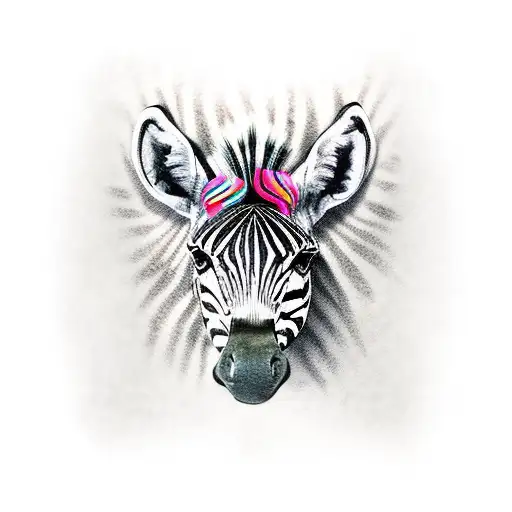 zebra head on wall mount tattoo design idea