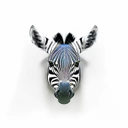 zebra head on wall mount tattoo design idea