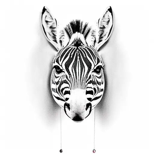zebra head on wall mount with frame tattoo design idea