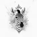 zebra head on wall mount with frame tattoo design idea