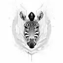 zebra head on wall mount with frame tattoo design idea