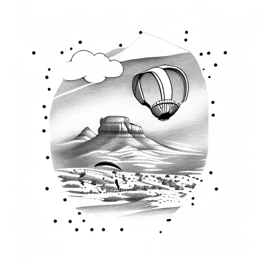 Paraglider with Table Mountain in background tattoo design idea