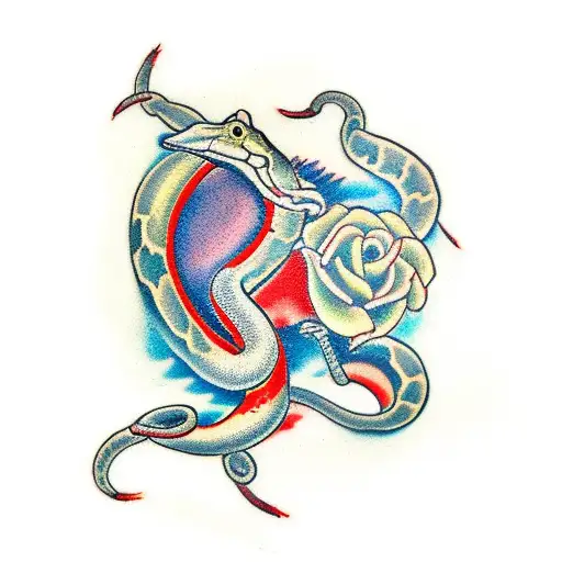 little red snake tattoo design idea