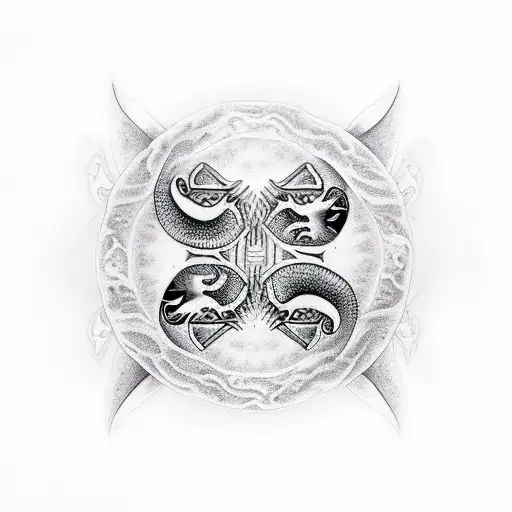 Yin and Yang jaguar and shark tattoo design idea