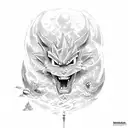 dragon ball with japan house tattoo design idea