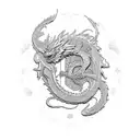 dragon ball with japan house tattoo design idea