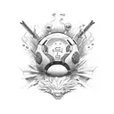 dragon ball with japan house tattoo design idea