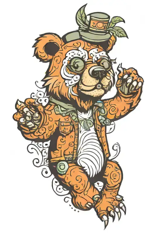 stoner bear high tattoo design idea