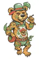stoner bear high tattoo design idea