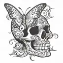 butterfly skull tattoo design idea