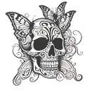 butterfly skull tattoo design idea