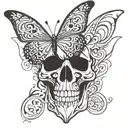 butterfly skull tattoo design idea