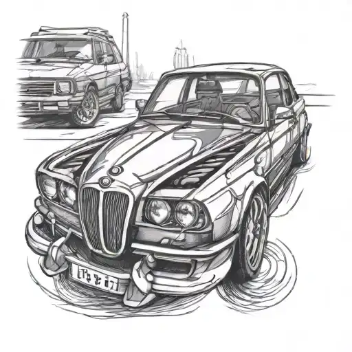 BMW car front tattoo design idea
