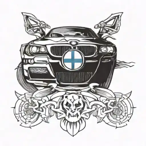 BMW car front tattoo design idea
