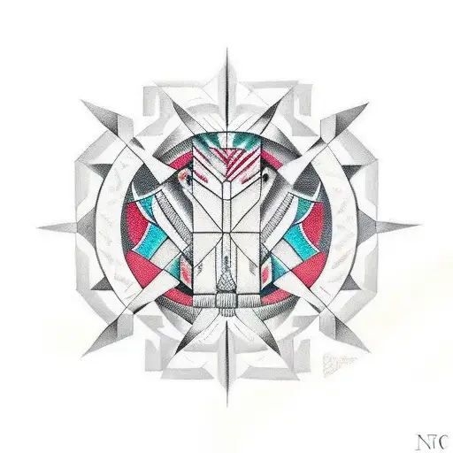 geometric tatoo with native american motives tattoo design idea
