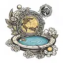 flat earth tattoo design idea