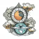 flat earth tattoo design idea