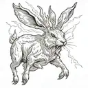 Jackalope snarling with lightning tattoo design idea
