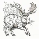Jackalope snarling with lightning tattoo design idea
