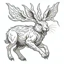Jackalope snarling with lightning tattoo design idea
