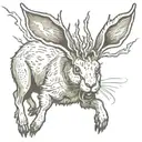 Jackalope snarling with lightning tattoo design idea