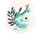 tree, juniper branch, mountain laurel tattoo design idea