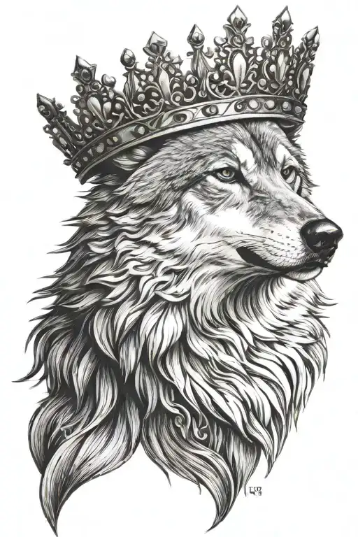 wolf Virgo crown  tattoo design idea