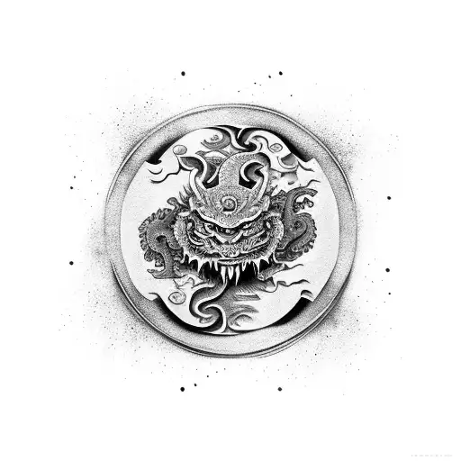 Chinese dragon, tiger, yin yang tattoo design idea