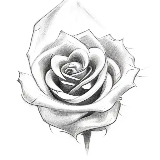 A sketch-style tattoo of a rosebud with the stem forming the word 'Papa' tattoo design idea