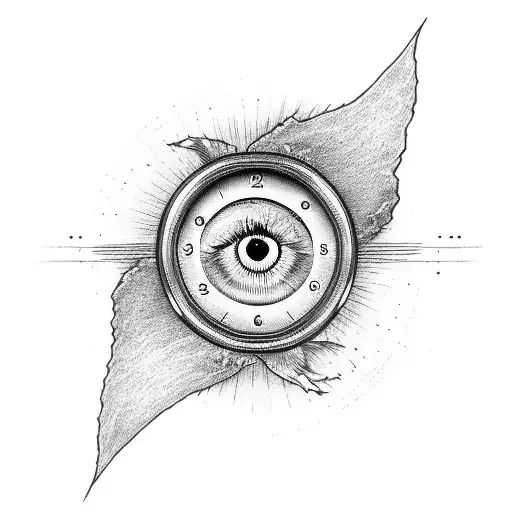 eye with clock background sky have god tattoo design idea