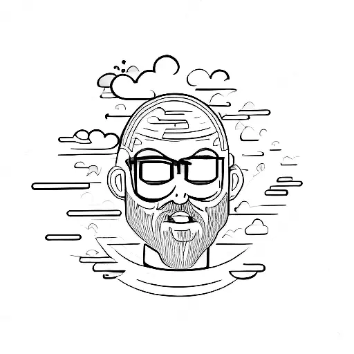 man with the head in the clouds full body ADHD ideia tattoo design idea