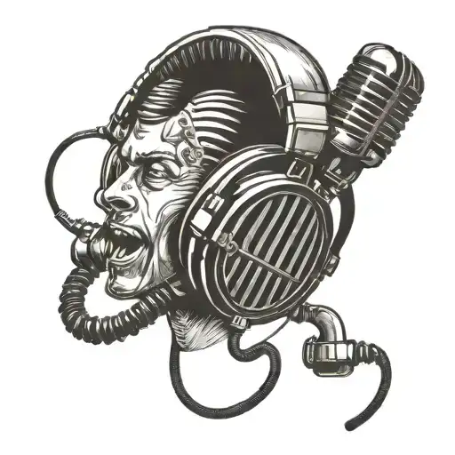 Microphone and head phone tattoo design idea
