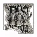 An ancient king of Jerusalem and his soldiers pledging allegiance in front of him tattoo design idea