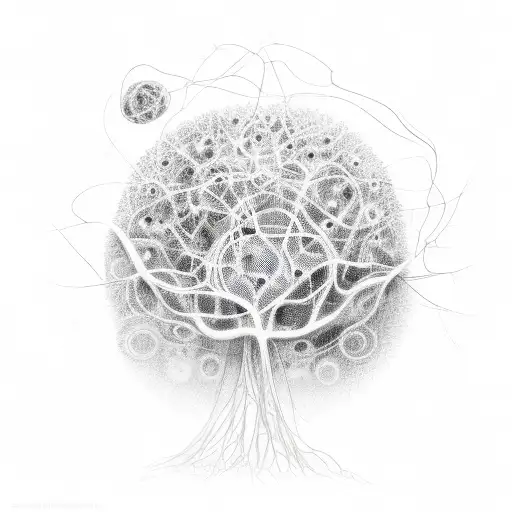 A sketch of neurons interconnected like a cosmic web tattoo design idea