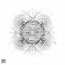 A microscope zoomed in on a vibrant, abstract cellular structure tattoo design idea