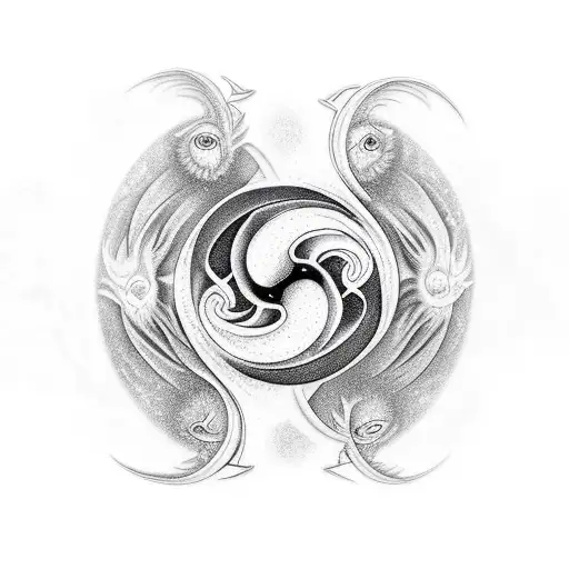 2 pheonix, moon and sun, yin and yang, double helix tattoo design idea