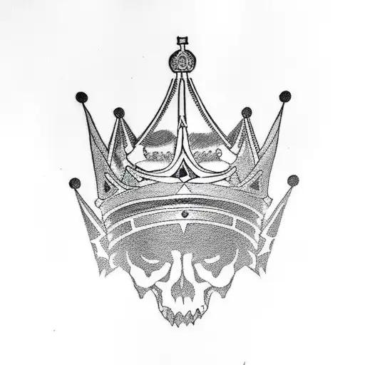 kings crown with blood and dent's on it tattoo design idea