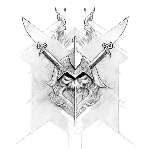 Sword with fear no man written around it  tattoo design idea