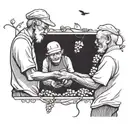 grandpa and grandson picking grape while holding hands, grandpa tattoo design idea