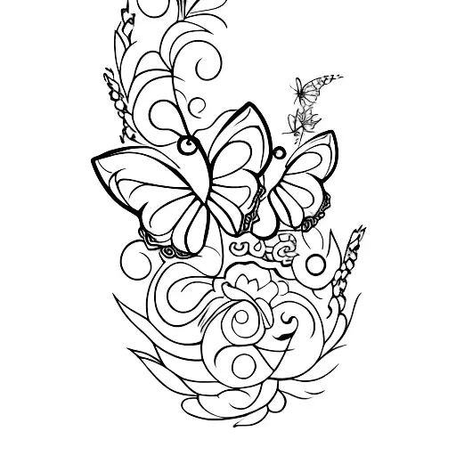 Butterfly White "Tía Fely" name tattoo design idea