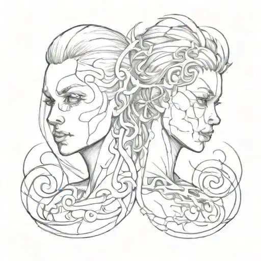 split personality tattoo design idea