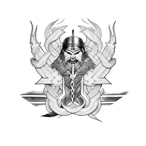 norse viking thick black white wyrm serpent runes tattoo tattoo design idea